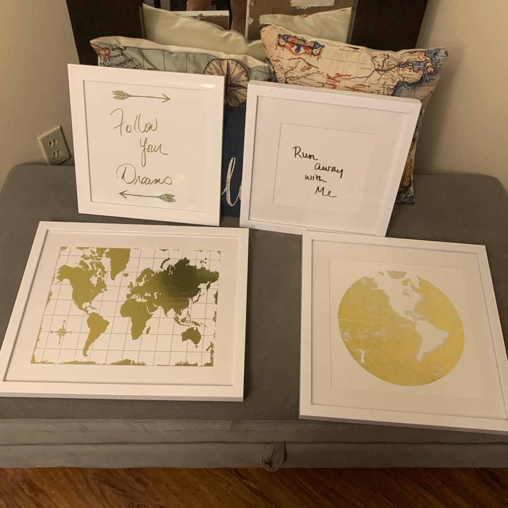 ‘Travel the World Colage’ 4 Piece Picture Frame Graphic Art Set